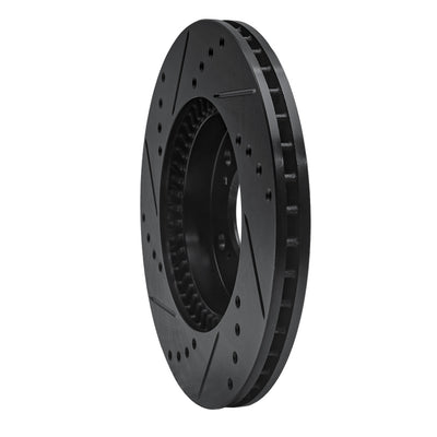 R1 91-01 Acura Integra Front Right Drilled & Slotted Black Brake Rotor