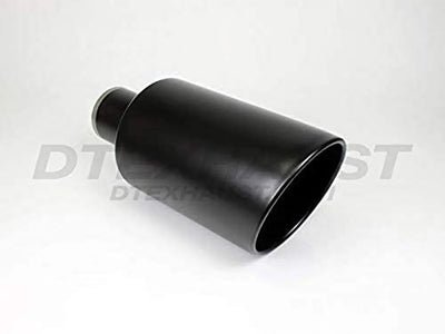 BLACK POWDER COATED 5IN ROLLED SLANT 18IN BLK EXHAUST TIP 4.00IN ID / 8.00IN OD