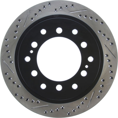 R1 10-24 Lexus GX460 Rear Right Drilled & Slotted Black Brake Rotor