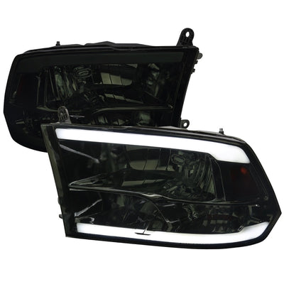 HEALIGHTS WITH LED BAR CHROME HOUSING AND SMOKED LENS