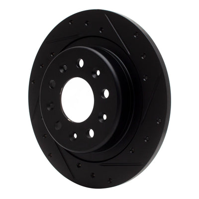 R1 2016-2025 Buick LaCrosse Rear Right Drilled & Slotted Black Brake Rotor
