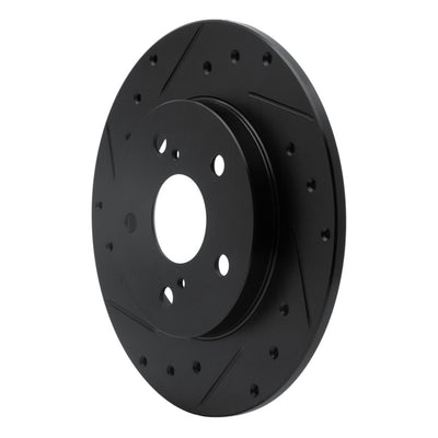 R1 08-18 Pontiac Vibe Rear Left Drilled & Slotted Black Brake Rotor