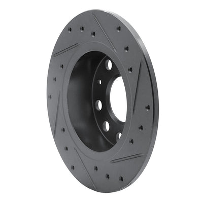 R1 10-19 Audi A3 Rear Left Drilled & Slotted Black Brake Rotor