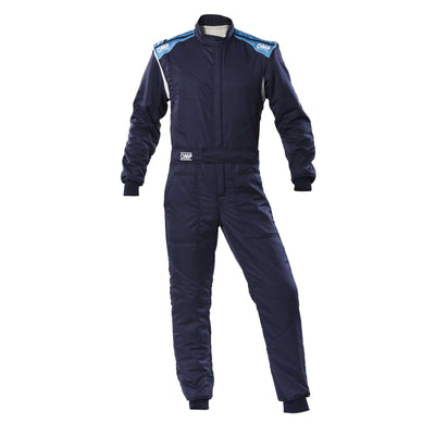 OMP FIRST-S OVERALL NAVY BLUE/CYAN SIZE 46 FIA 8856-2018 + SFI