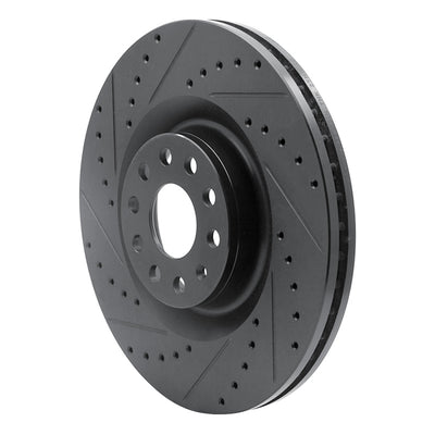 R1 06-13 Audi S3 (Mexico) Front Left Drilled & Slotted Black Brake Rotor