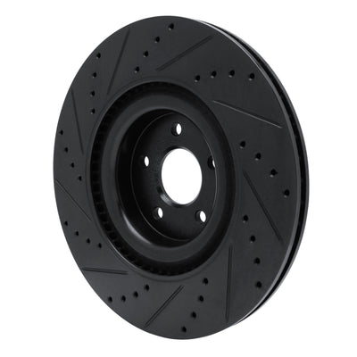 R1 16-18 Ford Focus Front Right Drilled & Slotted Black Brake Rotor