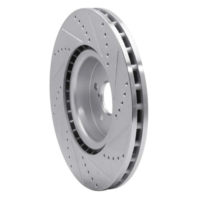 R1 03-25 Subaru Impreza Front Left Drilled & Slotted Black Brake Rotor