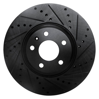 R1 08-12 Audi Q5 (Mexico) Front Right Drilled & Slotted Black Brake Rotor