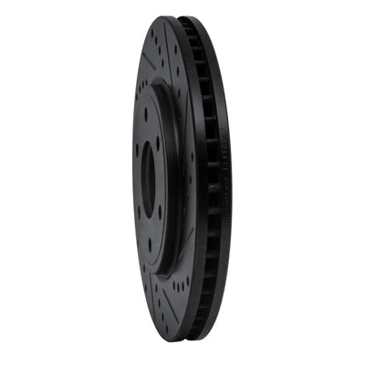 R1 05-21 Nissan Frontier Front Right Drilled & Slotted Black Brake Rotor