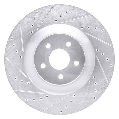 DFC 16-18 Ford Focus Front Left Drilled & Slotted Silver Brake Rotor