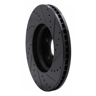 R1 13-20 Ford Special SERVICE POLICE Sedan Front Left Drilled & Slotted Black Brake Rotor