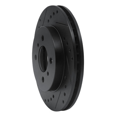 R1 98-07 Mitsubishi Mirage Front Left Drilled & Slotted Black Brake Rotor