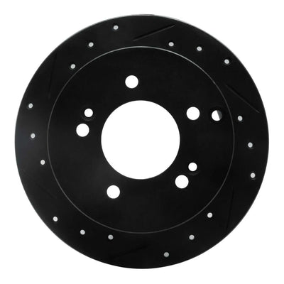 R1 01-10 Hyundai Tucson Rear Right Drilled & Slotted Black Brake Rotor
