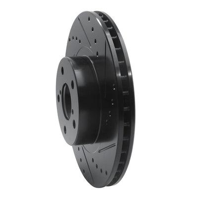 R1 90-16 Saab 9-2X Front Right Drilled & Slotted Black Brake Rotor