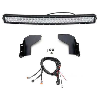 ~(5 lbs. 12X7X7)~ 2017-2017 FORD F250/F350: Front Bumper Top LED Light Bar Mounts - to mount 30 IN IN Curved Zroadz LED or Similar Style light