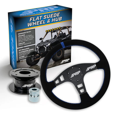 PRP Flat Suede Steering Wheel Kit Blue with Quick Release Hub for Polaris RZR Can Am X3 Arctic Cat Wildcat EZ-GO GEM John Deere Gator KG161-02