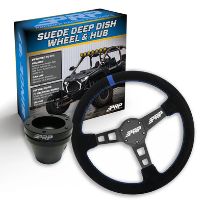 PRP Deep Dish Suede Steering Wheel Kit Blue with UTV Hub for Polaris RZR Can Am X3 Arctic Cat Wildcat EZ-GO GEM John Deere Gator KG141-01