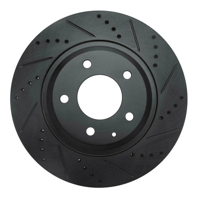 R1 22-25 Mazda MX-30 Front Right Drilled & Slotted Black Brake Rotor