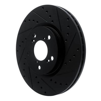 R1 06-14 Honda Ridgeline Front Right Drilled & Slotted Black Brake Rotor