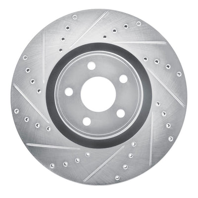 R1 14-19 Ford Focus Front Left Drilled & Slotted Silver Brake Rotor
