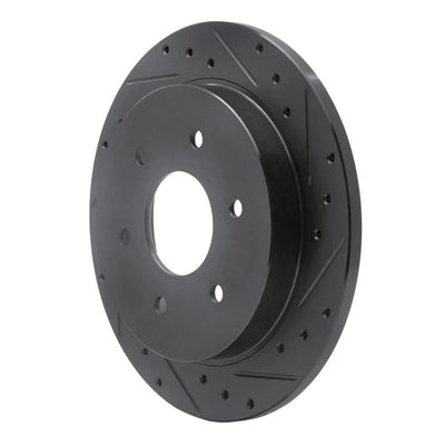 R1 04-15 Infiniti QX56 Rear Right Drilled & Slotted Black Brake Rotor