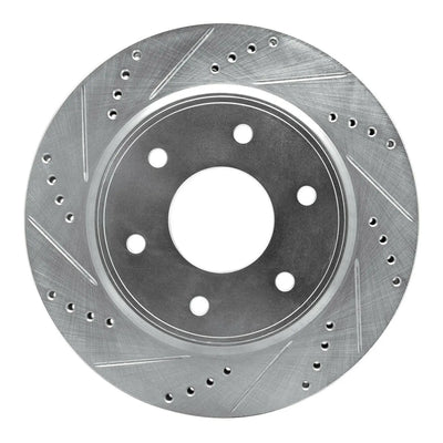 R1 Concepts Brake Rotor Drilled and Slotted Silver Fits Infiniti QX56