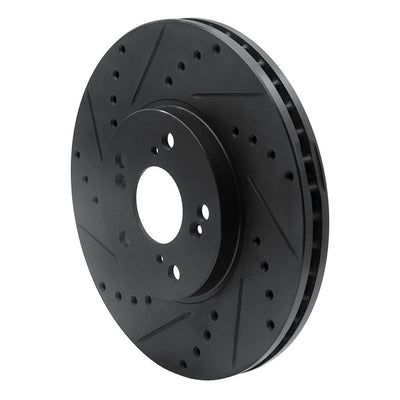 R1 04-14 Acura TSX Front Left Drilled & Slotted Black Brake Rotor
