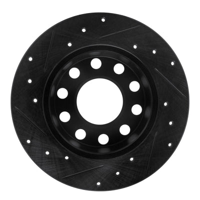 R1 00-08 Audi A4 (USA/Canada) Rear Right Drilled & Slotted Black Brake Rotor
