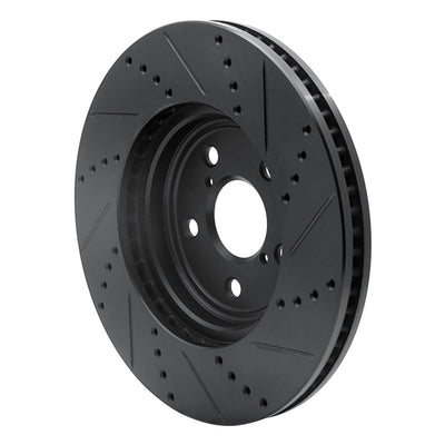 R1 01-06 Lexus LS430 Front Left Drilled & Slotted Black Brake Rotor