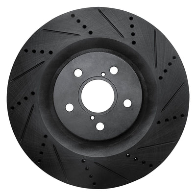 R1 13-20 Lexus Gs Turbo Right Front Drilled & Slotted Black Brake Rotor
