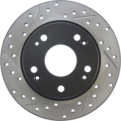 R1 03-08 Acura TSX Rear Right Drilled & Slotted Black Brake Rotor