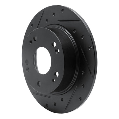 R1 03-08 Acura TSX Rear Left Drilled & Slotted Black Brake Rotor