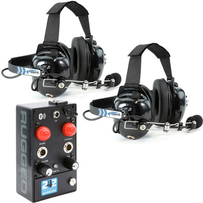 Rugged Radios 242 Portable Intercom Kit ? 2-Person Bluetooth Intercom System - Headsets 242-2P-H41