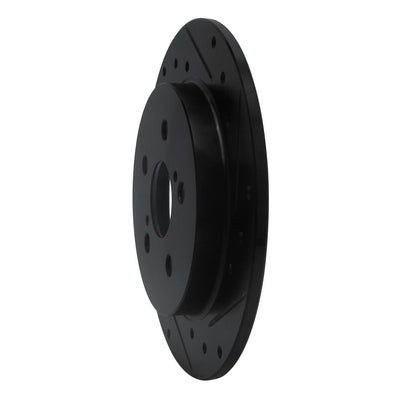 R1 09-24 Lexus CT200H Rear Right Drilled & Slotted Black Brake Rotor