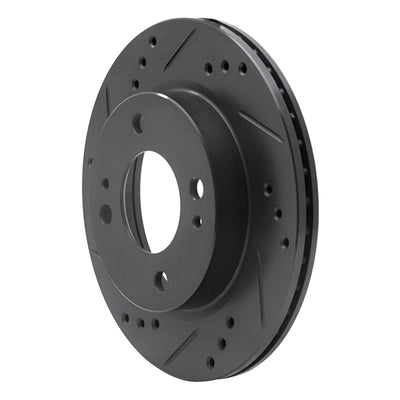 R1 14-15 Mitsubishi Mirage Front Left Drilled & Slotted Black Brake Rotor