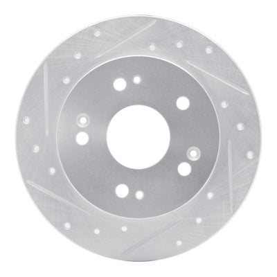 R1 06-15 Honda Civic Si Rear Left Drilled & Slotted Silver Brake Rotor