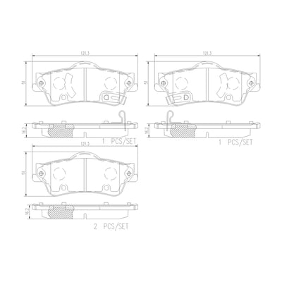 Brembo OE 11-17 Chevrolet Caprice/2014 SS/08-09 Pontiac G8 PRIME Low-Met Brake Pad - Rear