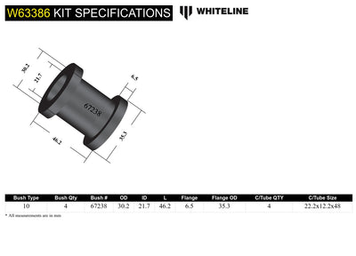 TRAILING ARM LOWER BUSHING REAR BUSHING LOCATED IN HUB