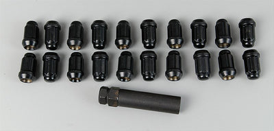 12MM X 1.50 5 LUG KIT SMALL DIAMETER BLACK CHROME (LUGS & KEY)