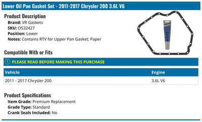 MAHLE Original Chrysler 0 13-11 Oil Pan Set