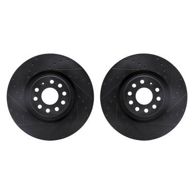 R1 12-26 Volkswagen Tiguan Front Drilled & Slotted Black Rotors