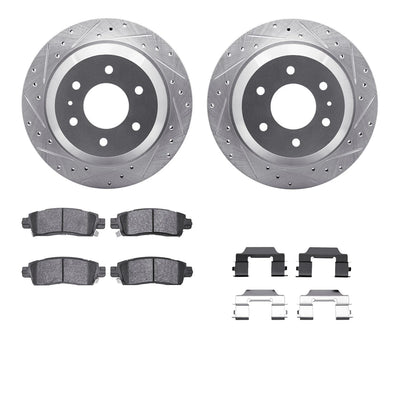R1 02-09 Saab 9-7x Rear Drill & Slot Silver Rotors w/Ceramic Pads & Hardware