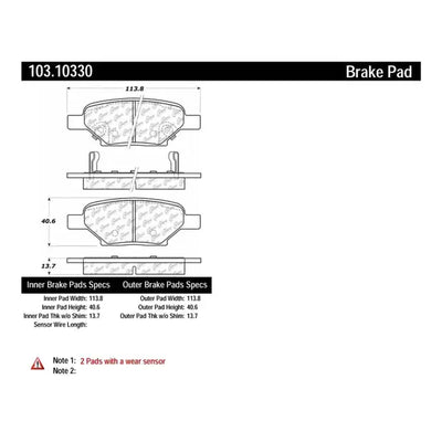 Centric C-TEK 04-12 Chevy Malibu Ceramic Rear Brake Pads w/Shims
