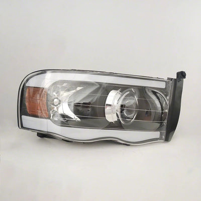 Raxiom 02-05 Dodge RAM 1500/2500/3500 Axial Series Proj Hdlts/LED Bar- Black- Clear Lens