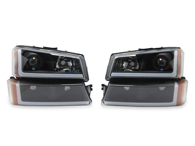 Raxiom 03-06 Chevrolet Silverado 1500 LED LightBar OE Proj Headlights/Bumper Lights- Black - Clear