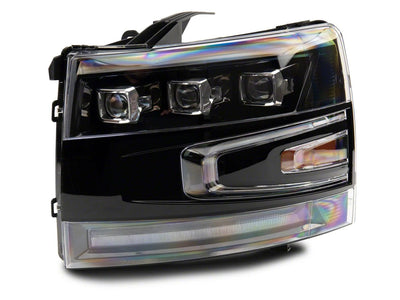 Raxiom 07-14 Chevrolet Silverado 2500 HD/3500 HD LED Projector Headlights- Black - Clear Lens