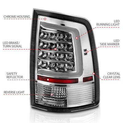 0918 RAM 1500/1018 RAM 2500/3500 LED TAILLIGHT PLANK STYLE CHROME W/CLEAR LENS