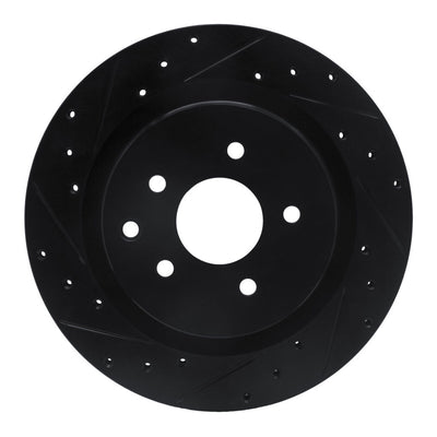 R1 03-08 Infiniti G35 Rear Left Drilled & Slotted Black Brake Rotor