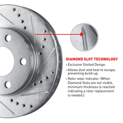 R1 15-25 Acura MDX Front Drilled & Slotted Silver Brake Rotor Set