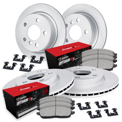 R1 Concepts Brake Rotors - Carbon Coated w/ Optimum Oe Pads Hdw Fits Volkswagen Beetle